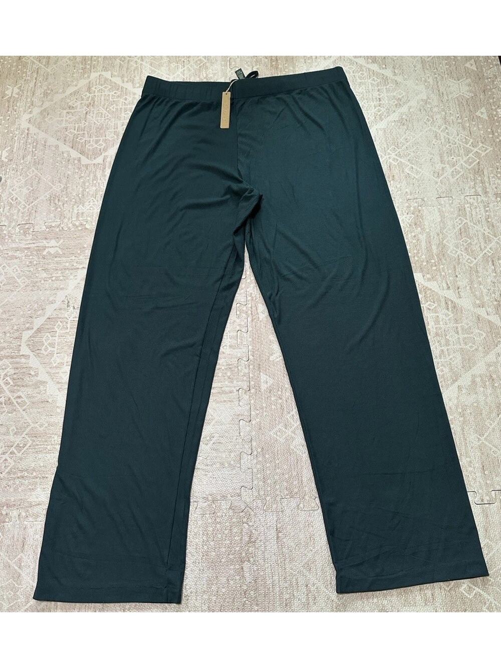 SKIMS Women’s Ribbed Modal Wide Leg Sleep Lounge Pants Green XL